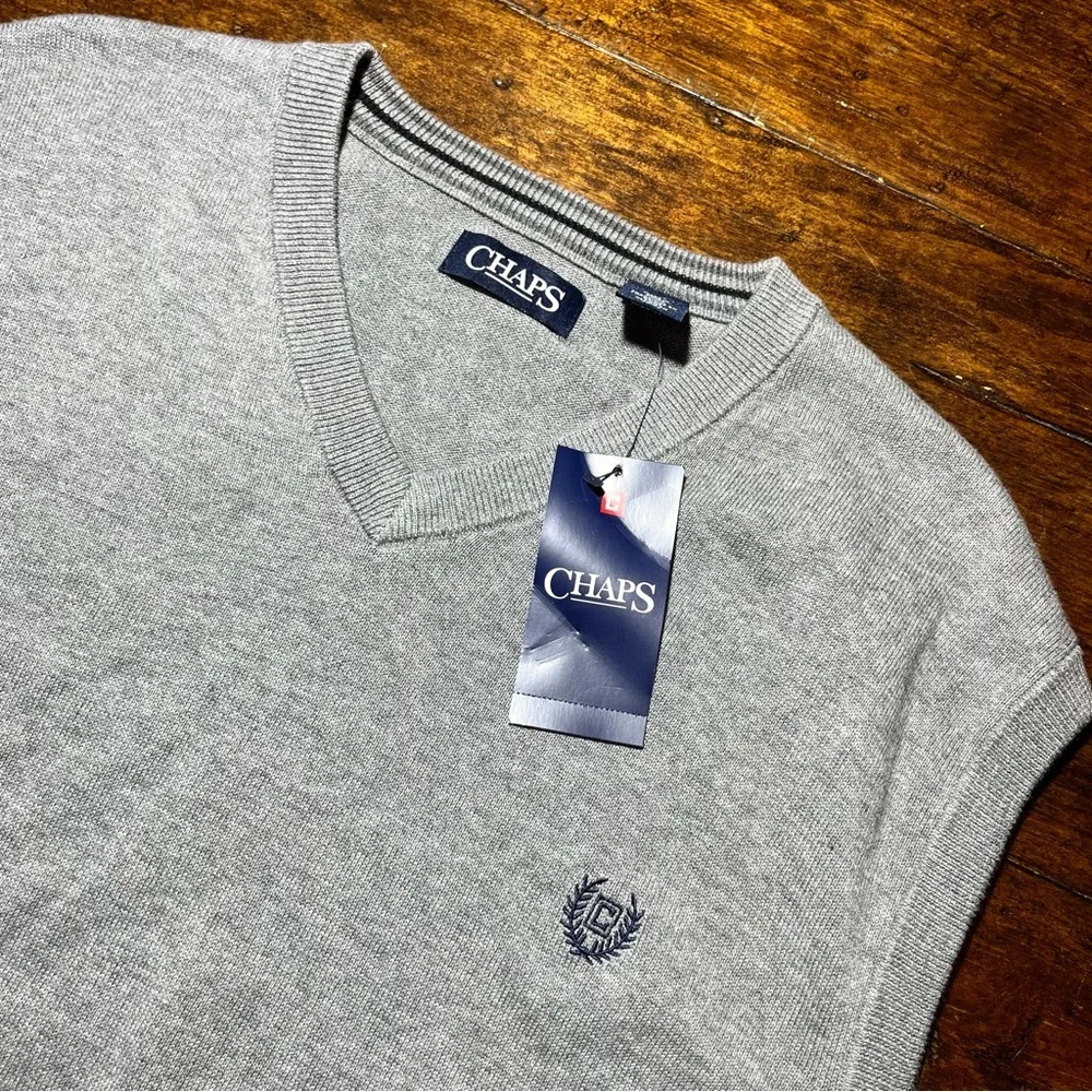 Chaps Men's XXL Gray V-Neck Pullover Sweater Vest Preppy Classic‎ Old Money NWT